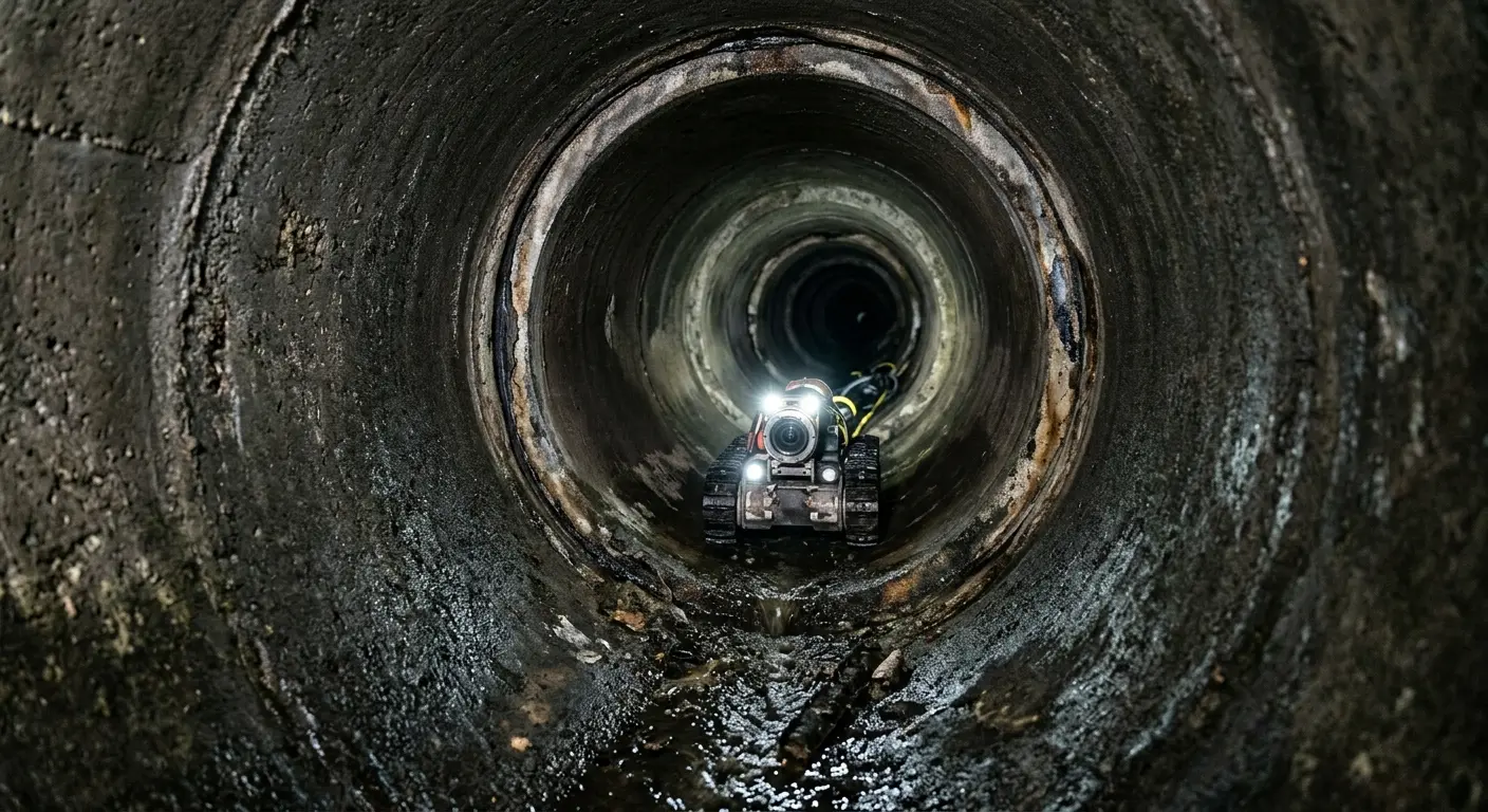 Robotic sewer camera inspecting pipe interior for Drain Snake Service in Selah